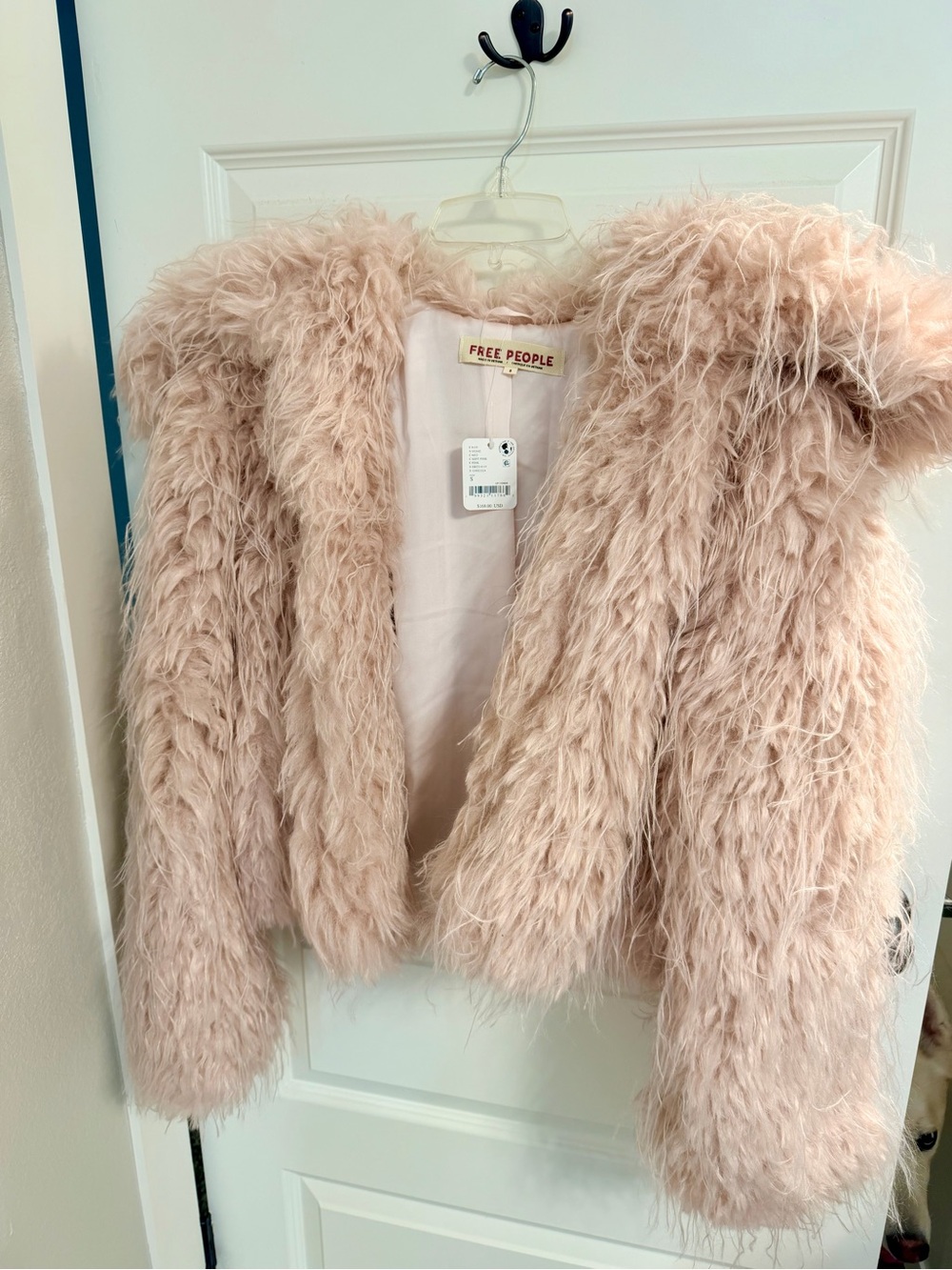 Free People Moonlight Faux Fur Feathered Teddy Jacket - Blush Small soft pink - Picture 3 of 7